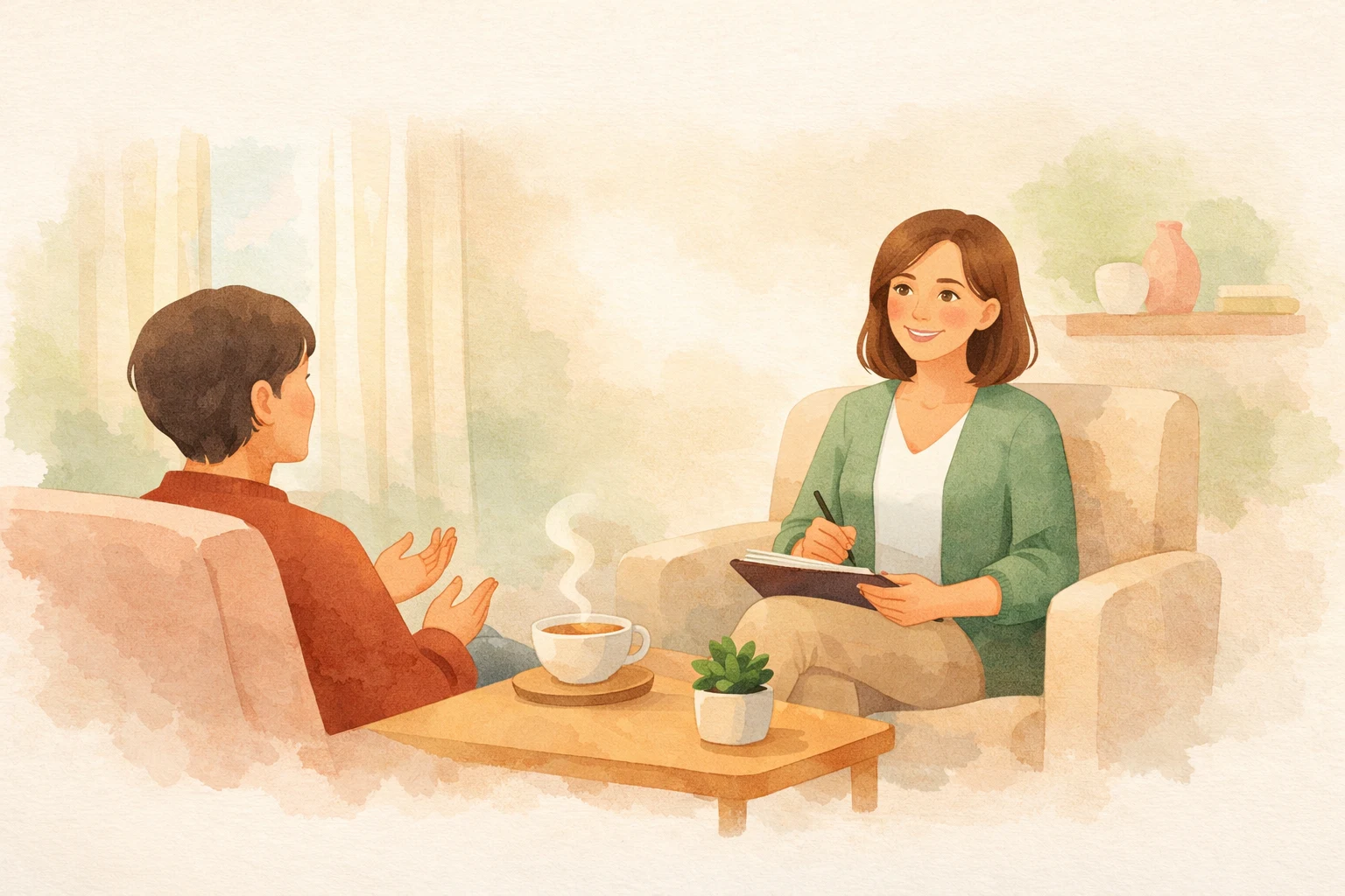 Sesión de psicoterapia, acompañamiento profesional